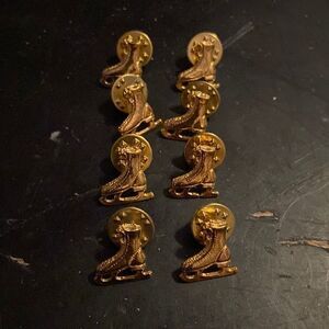 Gold Tone Ice Skate Pins Winter Sports Brooches Figure Skating Jewelry
